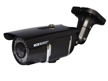 An image of the black KCE SBTI1445D full body surveillance security camera. Fitted with the base mount.